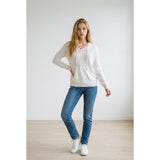 Calvin Klein Women's Large White Pink Trim Lightweight Hoodie Sweater Cot/Linen