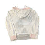 Calvin Klein Women's Large White Pink Trim Lightweight Hoodie Sweater Cot/Linen