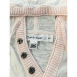 Calvin Klein Women's Large White Pink Trim Lightweight Hoodie Sweater Cot/Linen