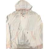 Calvin Klein Women's Large White Pink Trim Lightweight Hoodie Sweater Cot/Linen