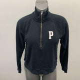 PINK Victoria's Secret Cropped 1/4 Zip Pullover Sweatshirt Women's Medium Black Cotton Blend