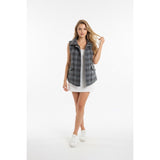 Bluenotes Gray Plaid Full Zip Women's Outdoor Sleeveless Vest Size Large