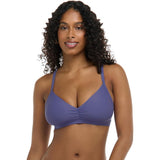 Body Glove Women's Smoothies Drew Solid F Cup Bikini Top Swimsuit Iris Blue NWT