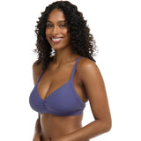 Body Glove Women's Smoothies Drew Solid F Cup Bikini Top Swimsuit Iris Blue NWT