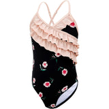 Durio Girls One Piece Swimsuits with Ruffle XXL Black 6-7 Years NWOT