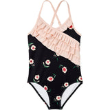Durio Girls One Piece Swimsuits with Ruffle XXL Black 6-7 Years NWOT