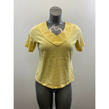 Alia Women's V Neck T Shirt Size Petite Small Yellow Short Sleeve Top