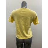 Alia Women's V Neck T Shirt Size Petite Small Yellow Short Sleeve Top