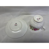 Queen Anne Teacup Saucer Set Fine Bone China England Pink White Roses
