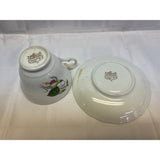 English Teacup Saucer Set Vintage Bone China England Fuchsia Floral Pattern