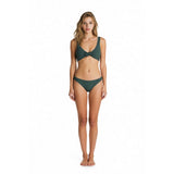 Women's Olive Green 2 Piece Bathing Suit Tank Top bow Tie Styled Top Thong Styled Bottoms Size Medium Polyester