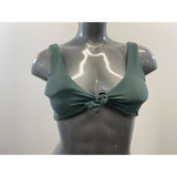 Women's Olive Green 2 Piece Bathing Suit Tank Top bow Tie Styled Top Thong Styled Bottoms Size Medium Polyester