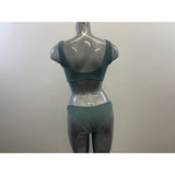 Women's Olive Green 2 Piece Bathing Suit Tank Top bow Tie Styled Top Thong Styled Bottoms Size Medium Polyester