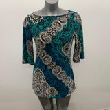 Susan Lawrence Shirt Dress Women's Medium Green Paisley Polyester