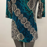 Susan Lawrence Shirt Dress Women's Medium Green Paisley Polyester