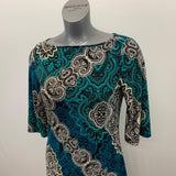 Susan Lawrence Shirt Dress Women's Medium Green Paisley Polyester