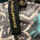 Susan Lawrence Shirt Dress Women's Medium Green Paisley Polyester
