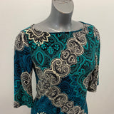 Susan Lawrence Shirt Dress Women's Medium Green Paisley Polyester