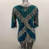 Susan Lawrence Shirt Dress Women's Medium Green Paisley Polyester