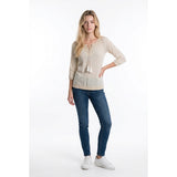 Urban Behavior Women's Boho Top Size XS Beige Crochet V Neck Front Tie