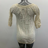 Urban Behavior Women's Boho Top Size XS Beige Crochet V Neck Front Tie