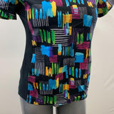 Women's Medical Scrub Women's Small V Neck Short Sleeve Multicolored Patterned