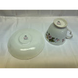 Queen Anne Teacup Saucer Set Vintage Bone China England Pink Yellow Green floral