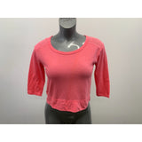 Abercrombie & Fitch Cropped Top Women's Size XS Pink 3/4 Sleeve Cotton/Poly