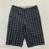 Calvin Klein Chino Shorts Boys Size 12 Gray Black Plaid Flat Front