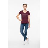 PINK Victoria's Secret Women's V Neck T Shirt Size Small Burgundy Cotton Blend Tee