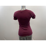 PINK Victoria's Secret Women's V Neck T Shirt Size Small Burgundy Cotton Blend Tee