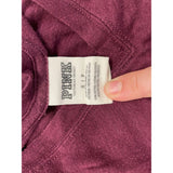 PINK Victoria's Secret Women's V Neck T Shirt Size Small Burgundy Cotton Blend Tee