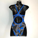 Speedo Endurance+ Women's Gray Blue Print Bathing Suit Swimsuit Size 26 NWOT