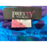 Pretty Women's Blue Lace Overlay Top Size medium Short Sleeve Polyester Blend