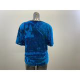 Pretty Women's Blue Lace Overlay Top Size medium Short Sleeve Polyester Blend