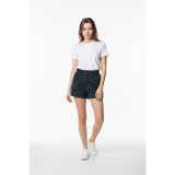 Joe Fresh Women's Short Medium Blue w/Green White Polka Dots Polyester Casual