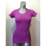 Reebok Play Dry Women's Medium Purple Short Sleeve V neck Activewear Top