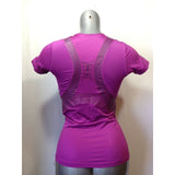 Reebok Play Dry Women's Medium Purple Short Sleeve V neck Activewear Top