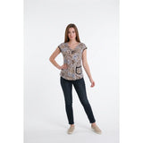 HN New Fashion Women's Beige Floral Sleeveless Top Front Pocket Size Small