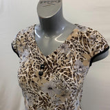 HN New Fashion Women's Beige Floral Sleeveless Top Front Pocket Size Small