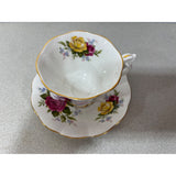 Royal Albert Fine Bone China England Teacup Saucer Set Pink White Yellow Floral