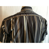 London Fog Men's Black Gray Striped Short Sleeve Button Up Casual Shirt Size L