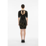 Le Chateau Size Medium Women's Brown Black Pattern Short Sleeve Shirt Dress