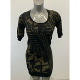 Le Chateau Size Medium Women's Brown Black Pattern Short Sleeve Shirt Dress