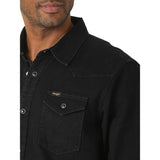 Wrangler Mens Medium Iconic Denim Regular Fit Pearl Snap Shirt Black NWOT