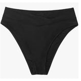 CUPSHE Women's small Swimsuit ASB0129BB Black High Waist High Cut Cheeky Bottom