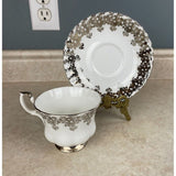 Royal Albert 25th Anniversary Bone China England Ornate Silver Lace Tea Cup And