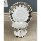 Royal Albert 25th Anniversary Bone China England Ornate Silver Lace Tea Cup And