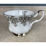 Royal Albert 25th Anniversary Bone China England Ornate Silver Lace Tea Cup And