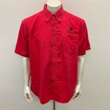 Winchester Button Up Shirt Men's Medium Cotton Red Short Sleeve Casual Shirt